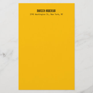 Simple Modern Plain Professional Amber Yellow Stationery