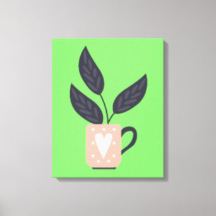 Simple modern plant pastel canvas print
