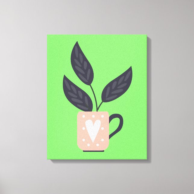 Simple modern plant pastel canvas print (Front)
