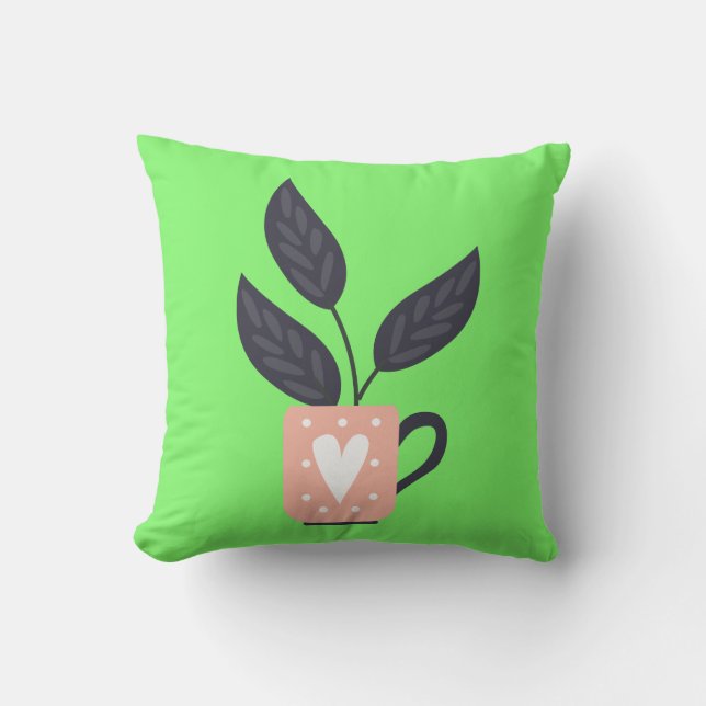 Simple modern plant pastel cushion (Front)