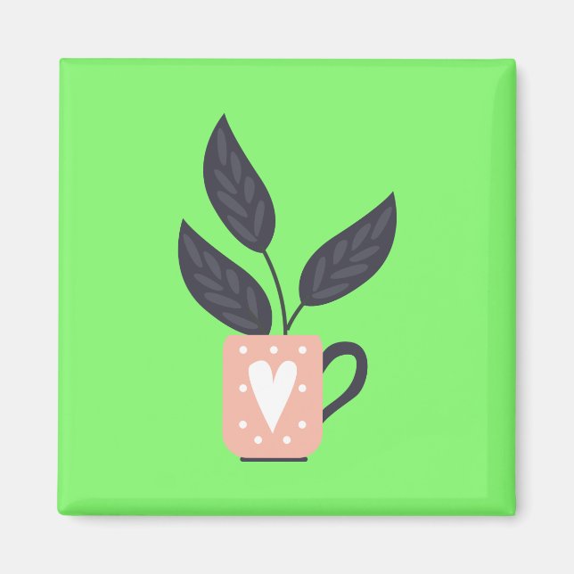 Simple modern plant pastel magnet (Front)