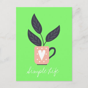 Simple modern plant pastel postcard