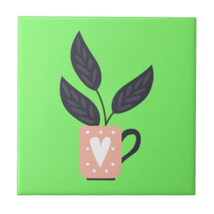 Simple modern plant pastel tile