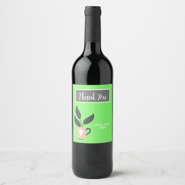 Simple modern plant pastel wine label (Front)