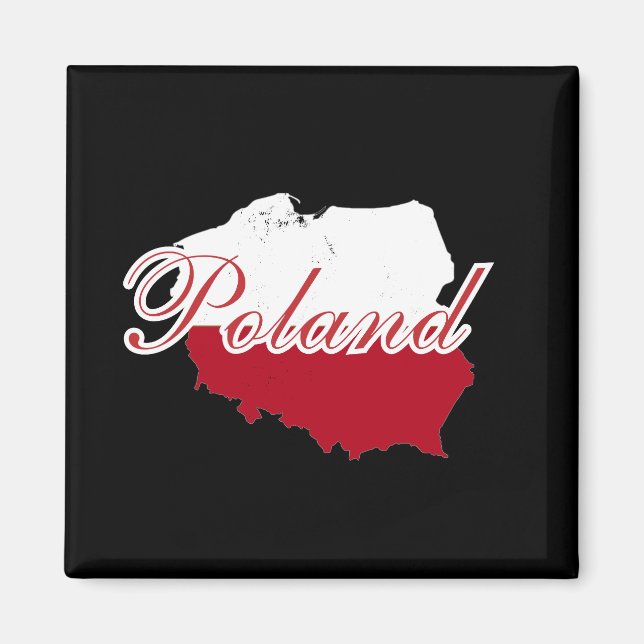 Simple Modern Poland Flag map Souvenir Magnet (Front)