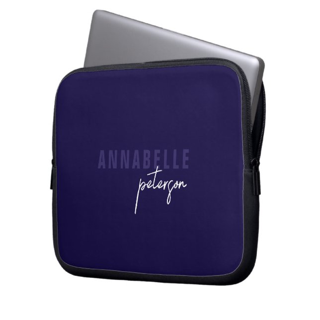 Simple Modern Professional Blue Minimalist Laptop Sleeve (Front Left)