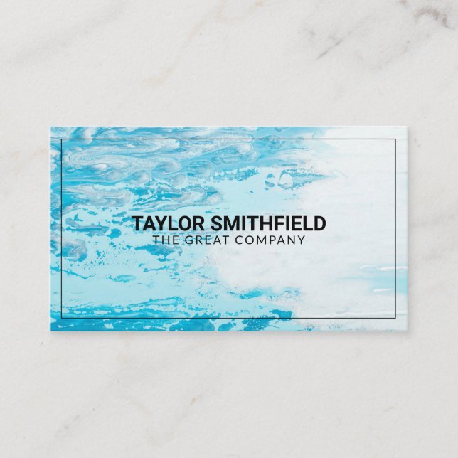 Simple Modern Professional Blue Ocean Business Card (Front)