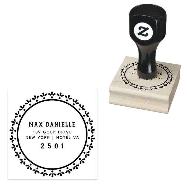Simple Modern Professional  Bold Botanical Wreath  Rubber Stamp (Stamped)