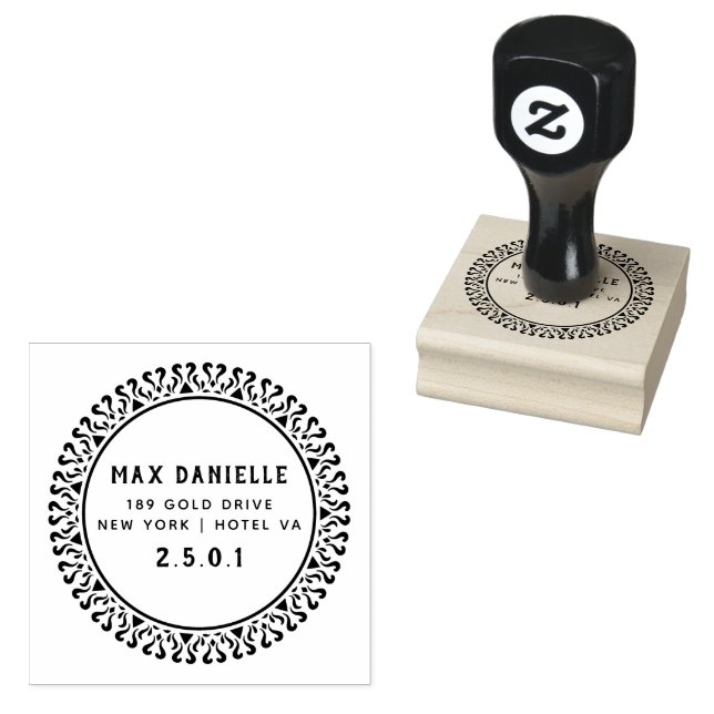 Simple Modern Professional  Bold Botanical Wreath  Rubber Stamp (Stamped)