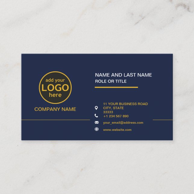 Simple Modern Professional Dark Colour add Logo Bu Business Card (Front)