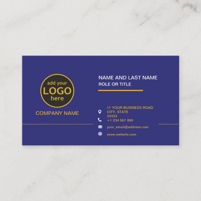 Simple Modern Professional Dark Colour add Logo Bu Business Card (Front)