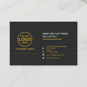 Simple Modern Professional Dark Colour add Logo Bu Business Card