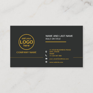 Simple Modern Professional Dark Colour add Logo Business Card