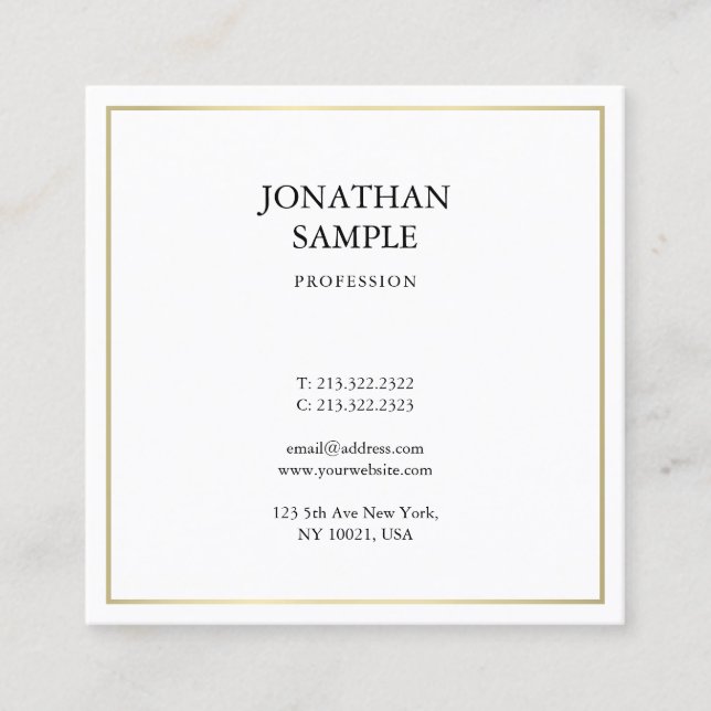Simple Modern Professional Design Creative Plain Square Business Card (Front)