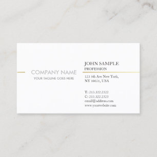 Simple Modern Professional Elegant White Gold Business Card