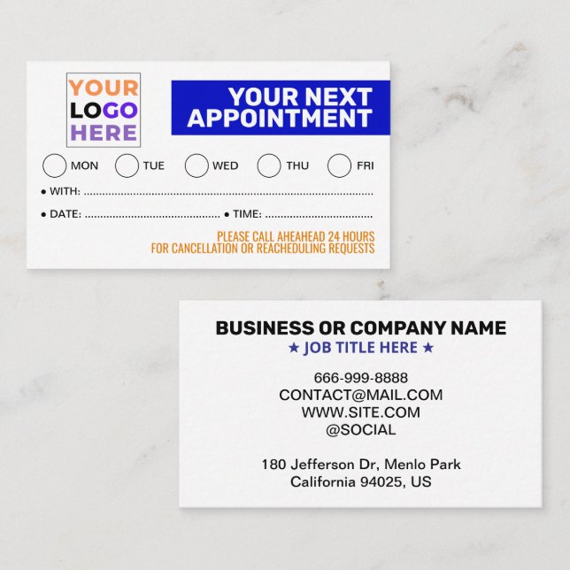 Simple Modern Professional Logo Appointment Cards (Front/Back)
