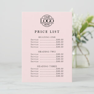 Simple Modern Professional Logo Menu Price List