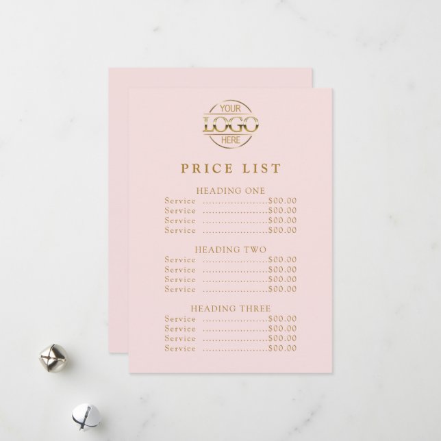 Simple Modern Professional Logo Menu Price List (Front/Back In Situ)