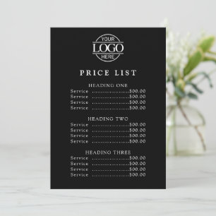Simple Modern Professional Logo Menu Price List