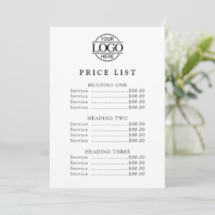 Simple Modern Professional Logo Menu Price List