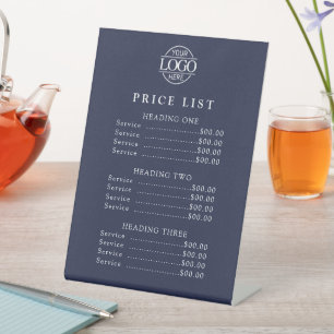 Simple Modern Professional Logo Menu Price List Pedestal Sign