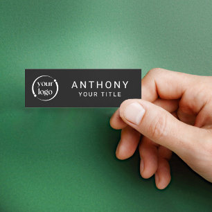 Simple Modern Professional Logo on Black Name Tag