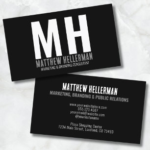 Simple Modern Professional Minimal Black Monogram Business Card