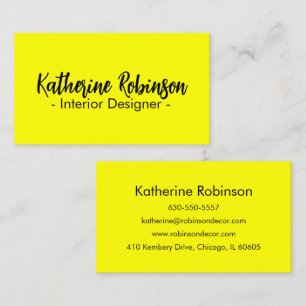 Simple Modern Professional Neon Yellow Business Card