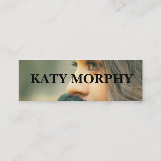 simple modern professional photo calligraphy squar mini business card (Front)