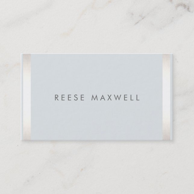 Simple Modern Professional Silver Border Grey 2 Business Card (Front)
