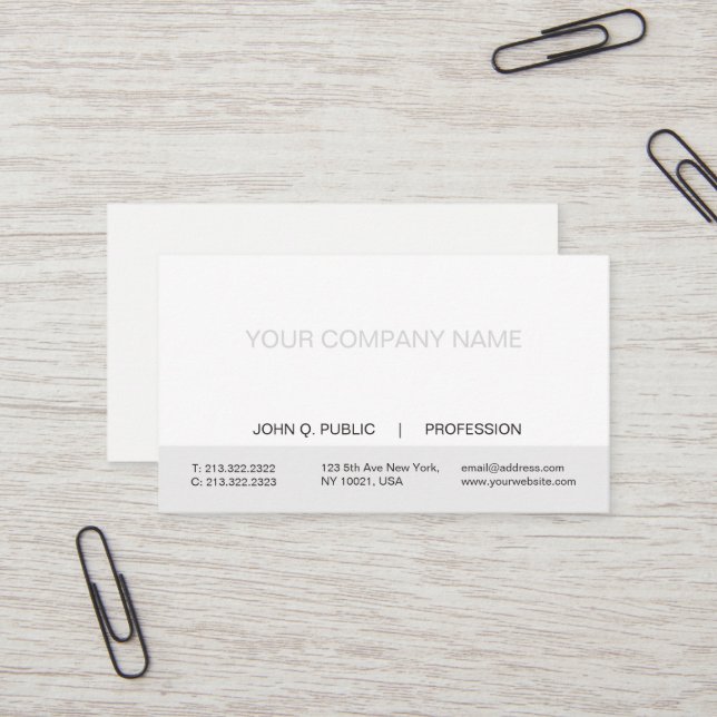 Simple Modern Professional White and Grey Matte Business Card (Front/Back In Situ)