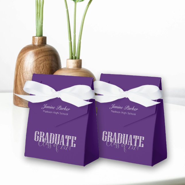 Simple Modern Purple Photo Graduation Party Favour Box (Creator Uploaded)