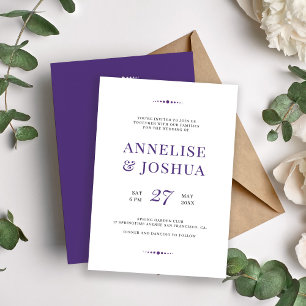 Simple modern purple typography wedding invitation