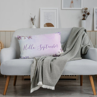 Simple Modern Purple Welcome September Month Decorative Cushion