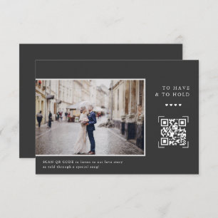 Simple Modern QR Code Letter to Groom Photo Thank You Card