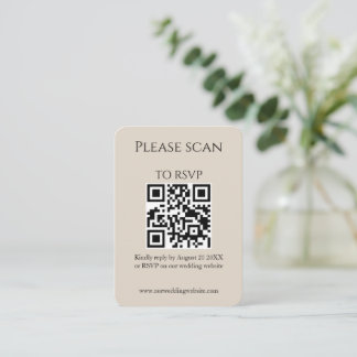 Simple Modern QR Code & RSVP Wedding Enclosure Card