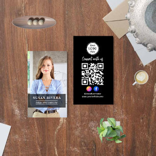 Simple Modern QR Code Social Media & Photo Business Card