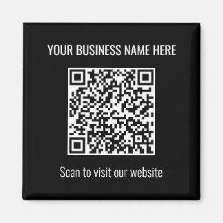 Simple Modern QR Code Square Black Magnet