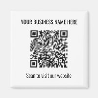 Simple Modern QR Code Square White Magnet
