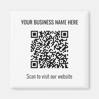 Simple Modern QR Code Square White Magnet