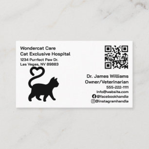 Simple , Modern , QR Code Veterinary Hospital  Business Card