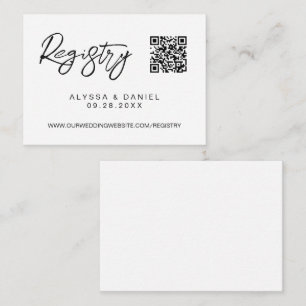 Simple Modern QR code wedding registry custom Enclosure Card