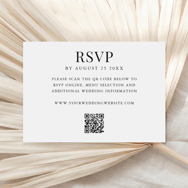 Simple Modern QR Code Wedding RSVP Card (Creator Uploaded)
