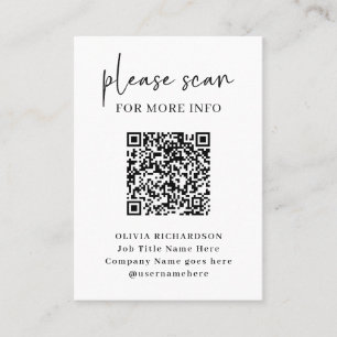 Simple Modern QR Code with Logo Back Business Card