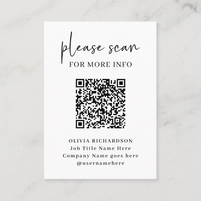Simple Modern QR Code with Logo Back | Business Card (Front)