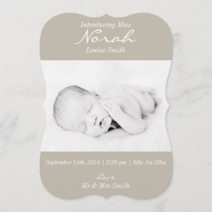 Simple Modern Quatrefoil Photo Birth Announcement
