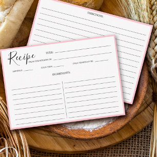 Simple Modern Recipe Card Pink