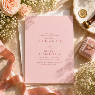 Simple Modern Red and Pink Wedding Invitation