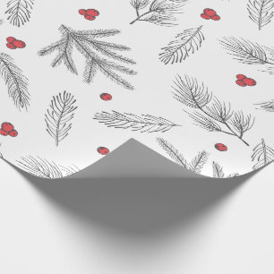 Simple Modern Red, Black & White Christmas Wrapping Paper