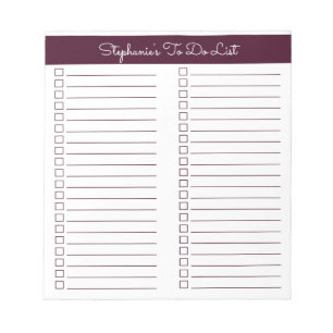 Simple Modern Red Brown Two Column Checklist Notepad